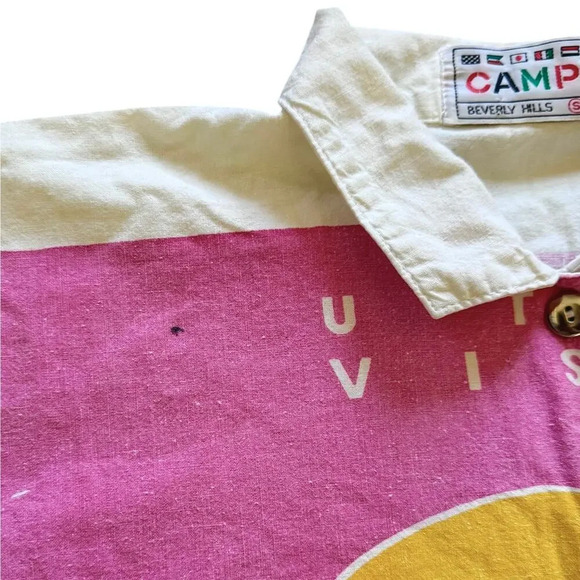 Vintage Camp Beverly Hills Collared Polo Graphic T-Shirt Size S - Picture 5 of 8